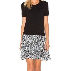 Kate Spade NWOT Hollyhock Black Bow Detail Floral Pleated Skirt Dress Size Small